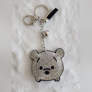 Winnie The Pooh Sparkling Silver Bear Keychain Bag Charm